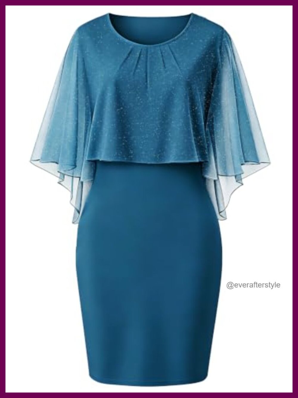 Womens Elegant Mesh Overlay Wedding Guest Dress Knee Length Cocktail